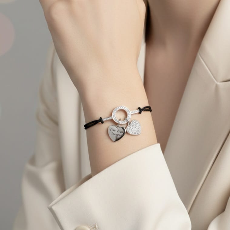 Shri Modi Jewellers - Heart Charm Silver Bracelet